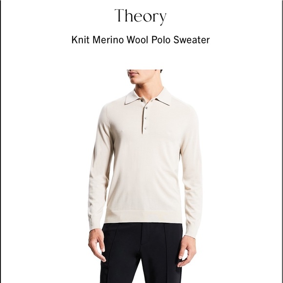 Theory Other - NWOT Theory knit Merino Wool Polo Sweater size medium color: Peyote long sleeve